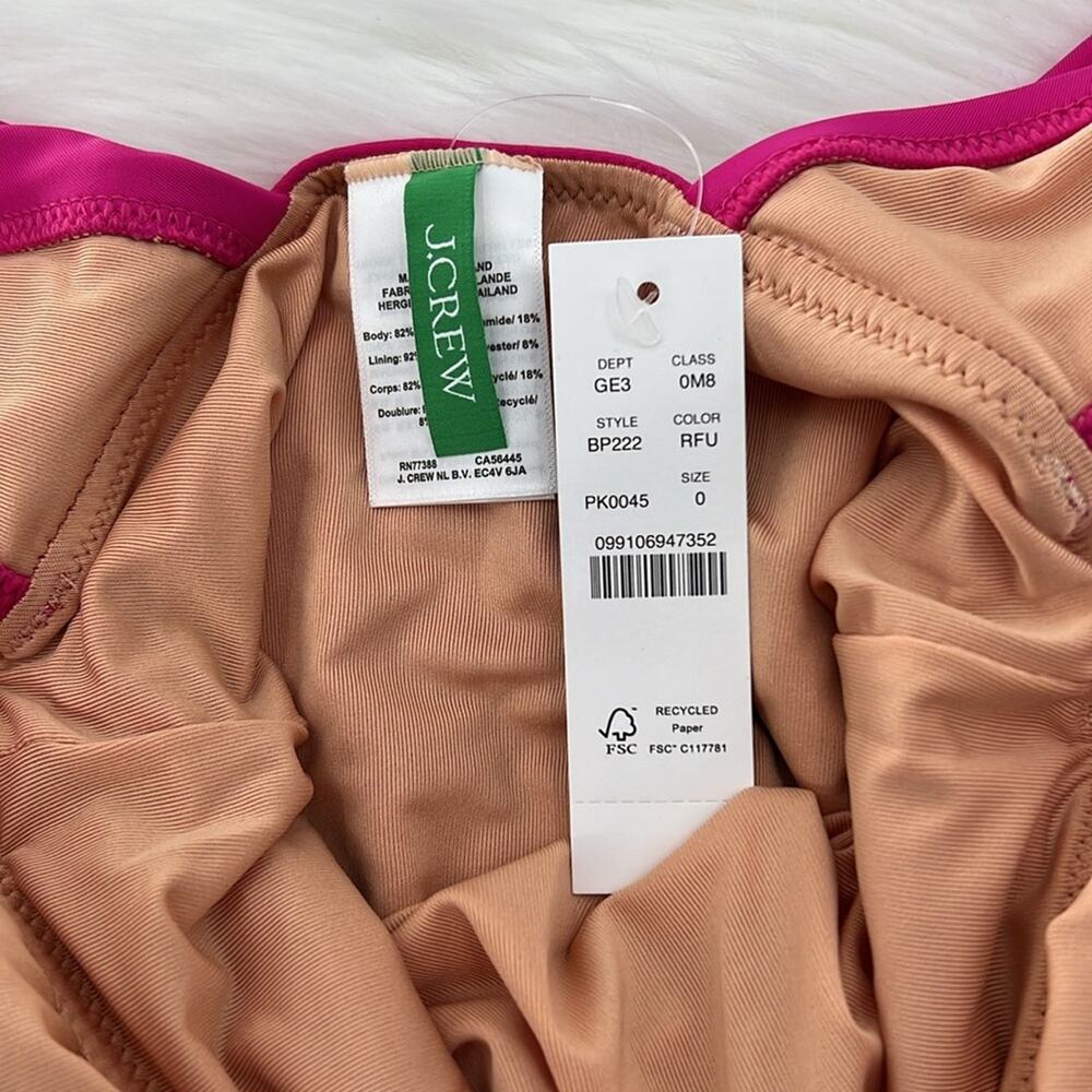 J.Crew Ruched Ruffle One-Piece Swimsuit - Radiant Fuchsia - 0 - NWT - Picture 4 of 7